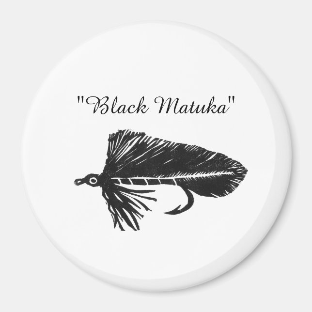 Black Matuka-strömmare, flygfiske, flugverk Magnet (Framsidan)