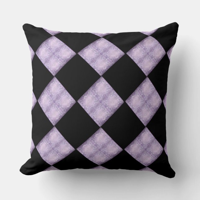 Black & Mauve Checkerboard Mönster Dekorativ kudde (Framsida)
