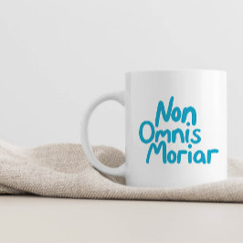 Bläck med blå handskriven antik latinsk citat kaffemugg