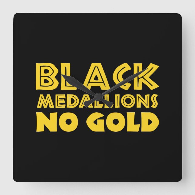 BLACK MEDALLIONER NO GULD FYRKANTIG KLOCKA (Framsida)
