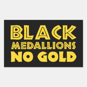 BLACK MEDALLIONER NO GULD REKTANGULÄRT KLISTERMÄRKE