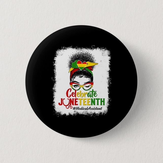 Black Mediant Messy Bun Celebrate Juneteent Knapp (Framsida)