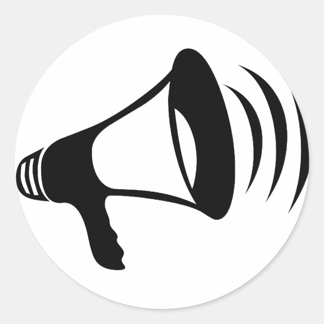 Black Megaphone Runt Klistermärke (Framsida)