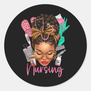 Black Melanin Nurse Black History Month Afro Hair Runt Klistermärke