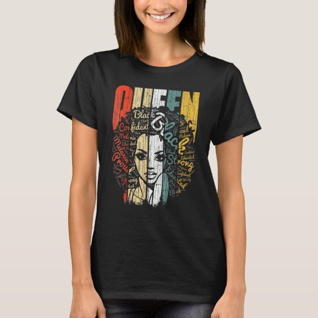 Black Melanin Queen Afro Women Gift Black History  T Shirt (Framsida)