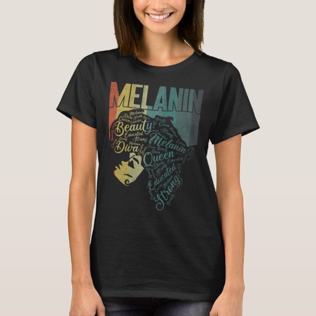 Black Melanin Queen Apparel African American Afro  T Shirt (Framsida)