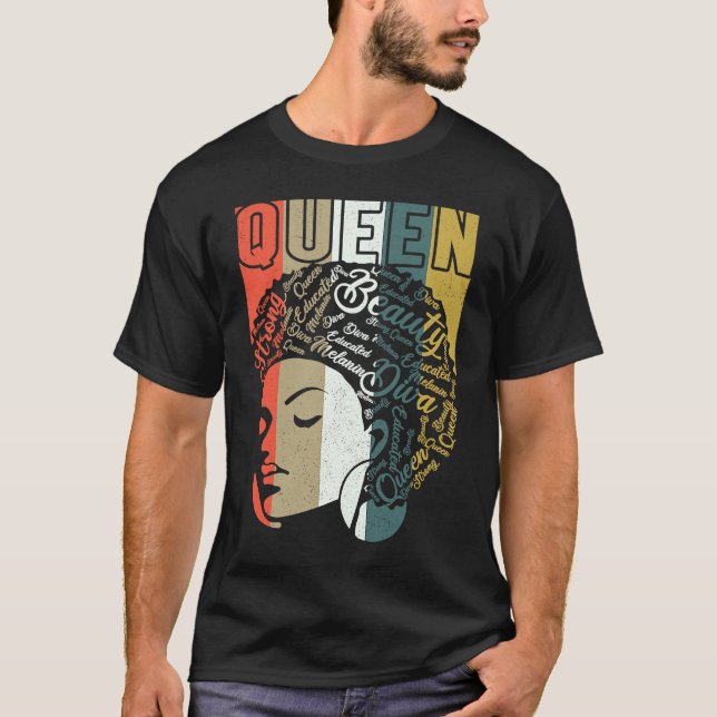 Black Melanin Queen Apparel African American Afro  T Shirt (Framsida)