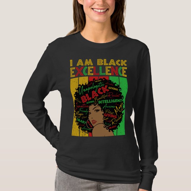 Black Melanin Woman Black Excellence Afro Hair Gir T Shirt (Framsida)