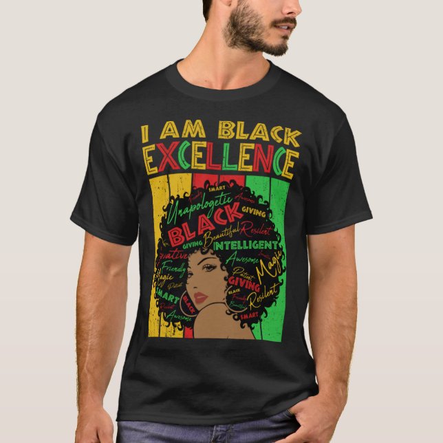Black Melanin Woman Black Excellence Afro Hair Gir T Shirt (Framsida)
