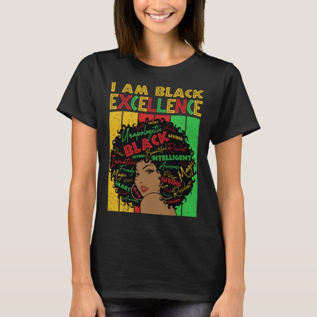 Black Melanin Woman Black Excellence Afro Hair Gir T Shirt (Framsida)
