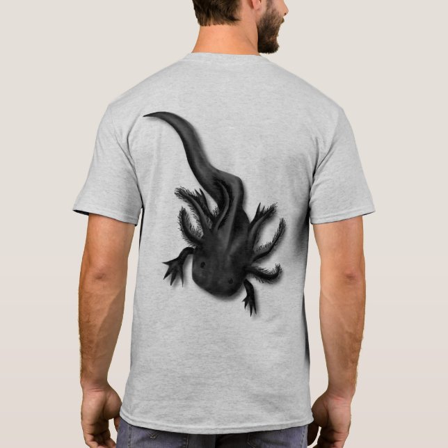Black Melanoid Axolotl Art T Shirt (Baksida)