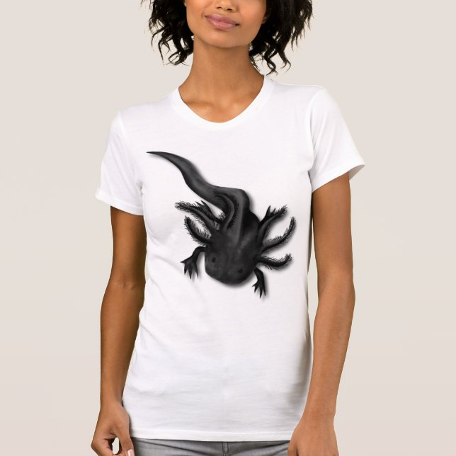Black Melanoid Axolotl Art T Shirt (Framsida)