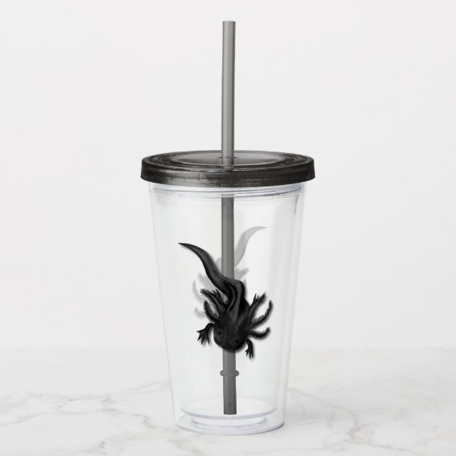 Black Melanoid Axolotl Art Take Away Mugg (Framsida)
