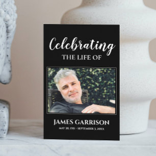 Black Memorial-funktionellt bönekort med foto Tilläggskort
