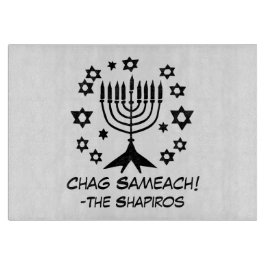Black - Menorah Chag Sameach Glass