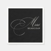 Black Merci Beaucoup Elegant Calligraphy Tack