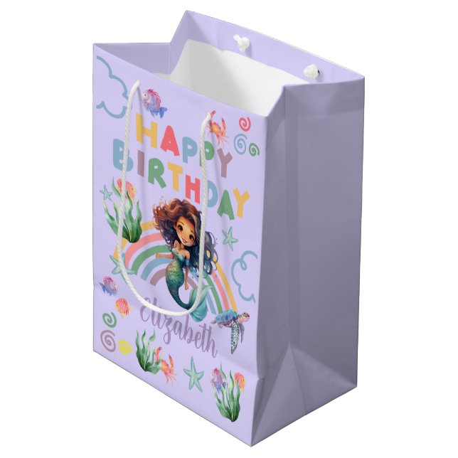 Black Mermaid Gift Bag in Purple (Framsidan Vinklad)