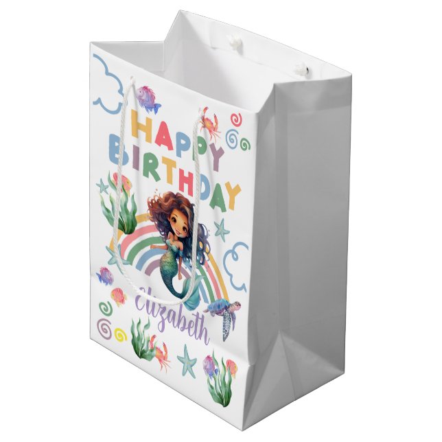 Black Mermaid Gift Bag in White (Framsidan Vinklad)