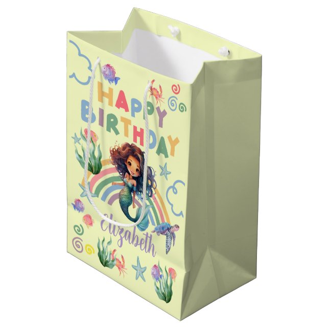 Black Mermaid Gift Bag in Yellow (Framsidan Vinklad)