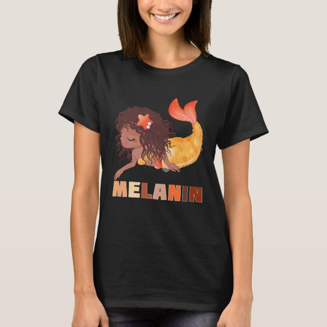 Black Mermaid Melanin Mermaids Brown Skin Girls Wo T Shirt (Framsida)