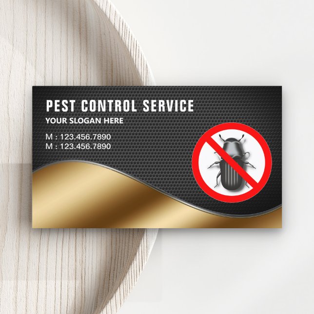 Black Mesh Guld Pest Control Service Visitkort (Skapare uppladdad)