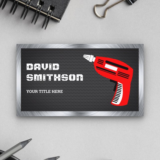 Black Mesh Hardware Power Verktyg Red Drill Maskin Visitkort (Skapare uppladdad)