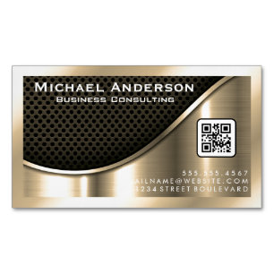 Black Mesh och Metallic Guld QR-kod Magnetiska Visitkort