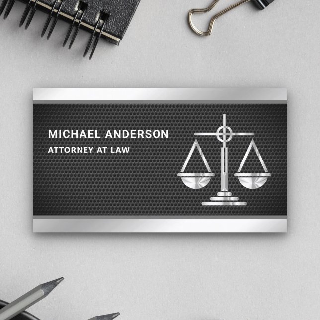 Black Mesh Silver Justice  advokat Attorney Attorn Visitkort (Skapare uppladdad)