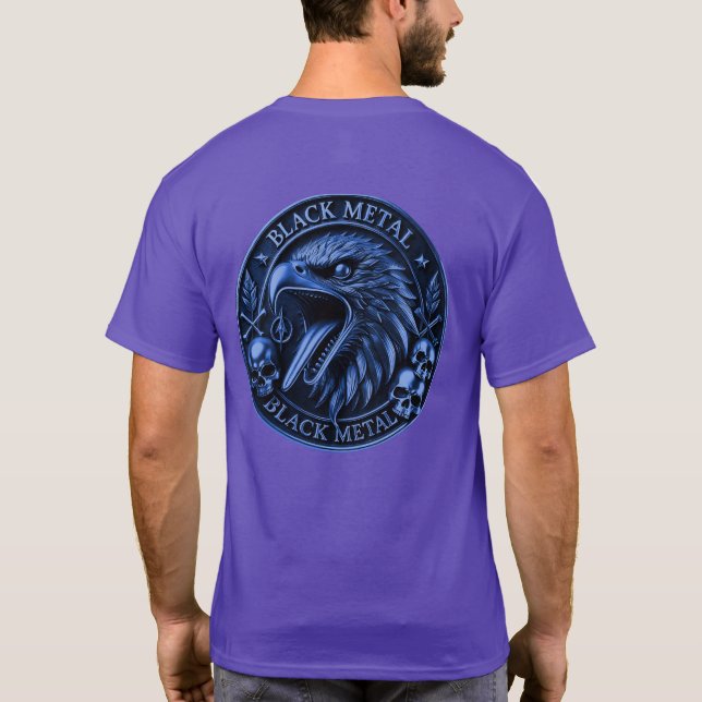 Black-Metal Medaille - 3 Totenschädel mit Adler T Shirt (Baksida)