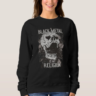 Black Metall är min religion i Retro Sten Skull I T Shirt