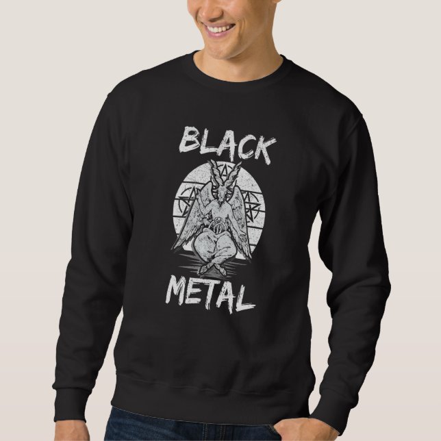 Black Metall Baphomet Lång Ärmad Tröja (Framsida)