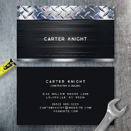 Black Metall Diamond Plate Industrial Visitkort