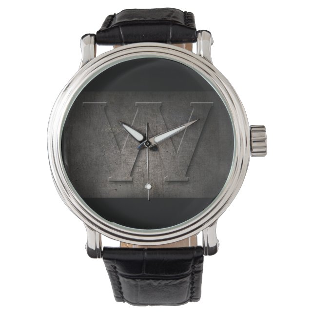 Black Metall Rustic W Monogram Watch Armbandsur (Framsida)