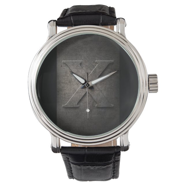 Black Metall Rustic X Monogram Watch Armbandsur (Framsida)