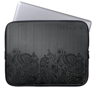 Black Metallground & Black Paisley Snöre Laptop Fodral