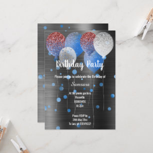 BLACK METALLIC & BLUE BIRTHDAY BALLOON SPOT INBJUDNINGAR