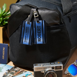 Black & Metallic Blue Geometric Masculine Design Bagagebricka