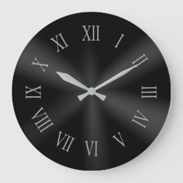 Black Metallic Clock med latinska prickar Stor Klocka