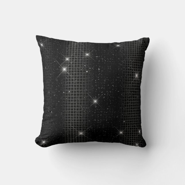Black Metallic Foil & Glitter Glam Dots Kudde (Framsida)