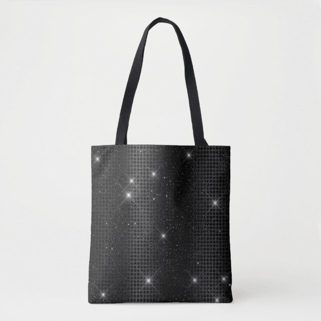 Black Metallic Foil & Glitter Glam Dots Tygkasse (Framsida)