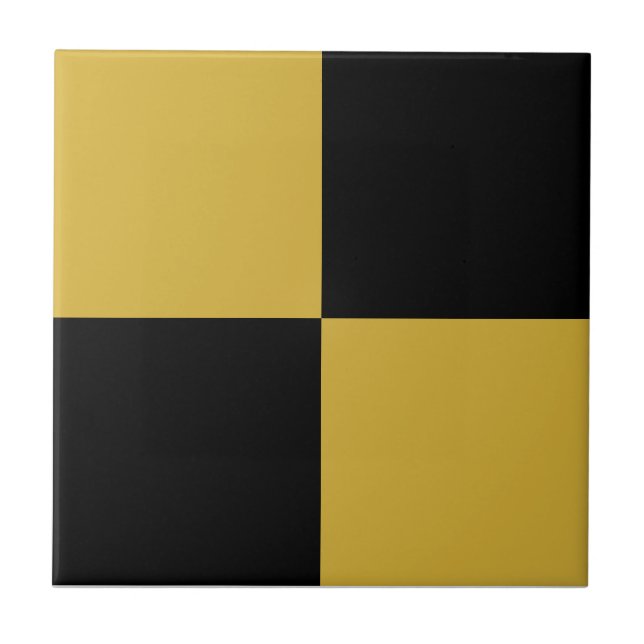 Black & Metallic Gold Square Box Stylish Pattern Kakelplatta (Framsidan)