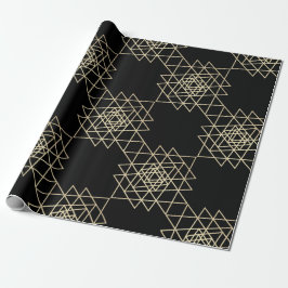 Black Metallic Guld Hexagon Geometry Champaign Presentpapper