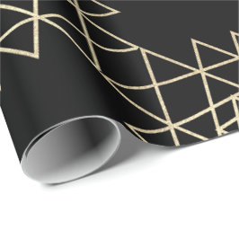 Black Metallic Guld Hexagon Geometry Champaign Presentpapper