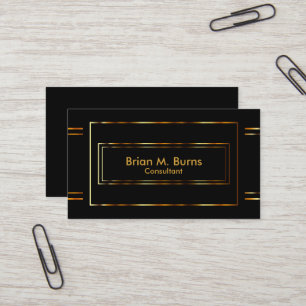 Black Metallic Guld Linjer Visitkort