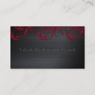 Black Metallic Red Damask Elegant Corporate Visitkort