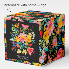 Black Mexican Bright Blommigt Fiesta Birthday Presentaskar