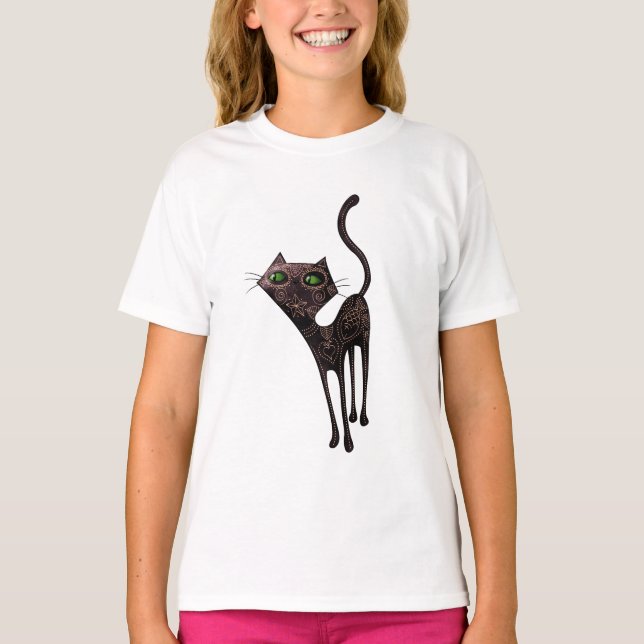 Black Mexican Day of the dead Cat Tee (Framsida)