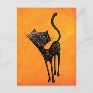 Black Mexican Day of the dead Cat Vykort