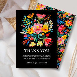 Black Mexican Fiesta Blommigt Theme Tack Kort