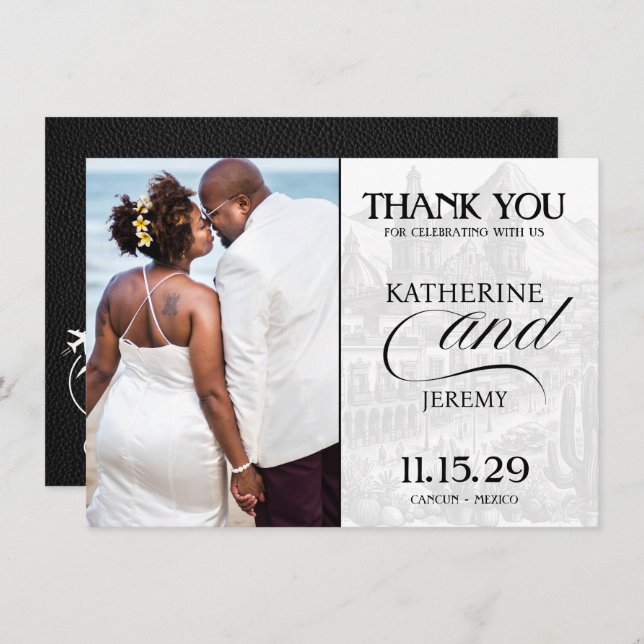 Black Mexico Passport Tack Kort (Fram/baksida)